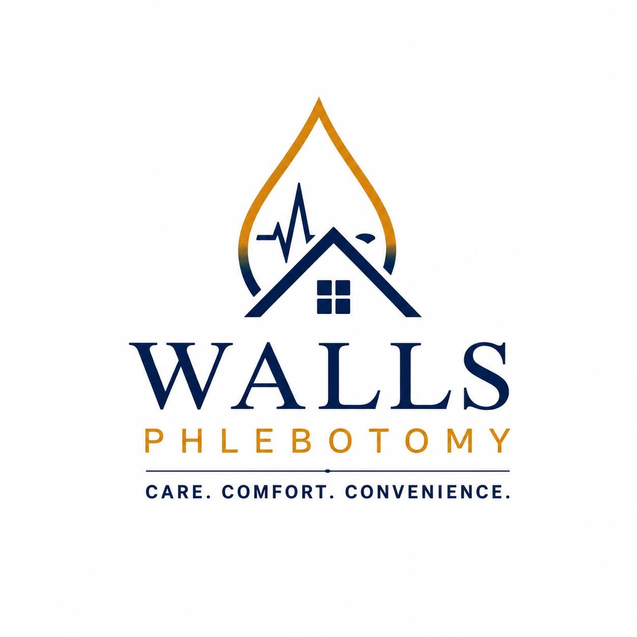 Walls Phlebotomy nonprofit mobile phlebotomy logo providing in-home blood draw services in Placer County, California.